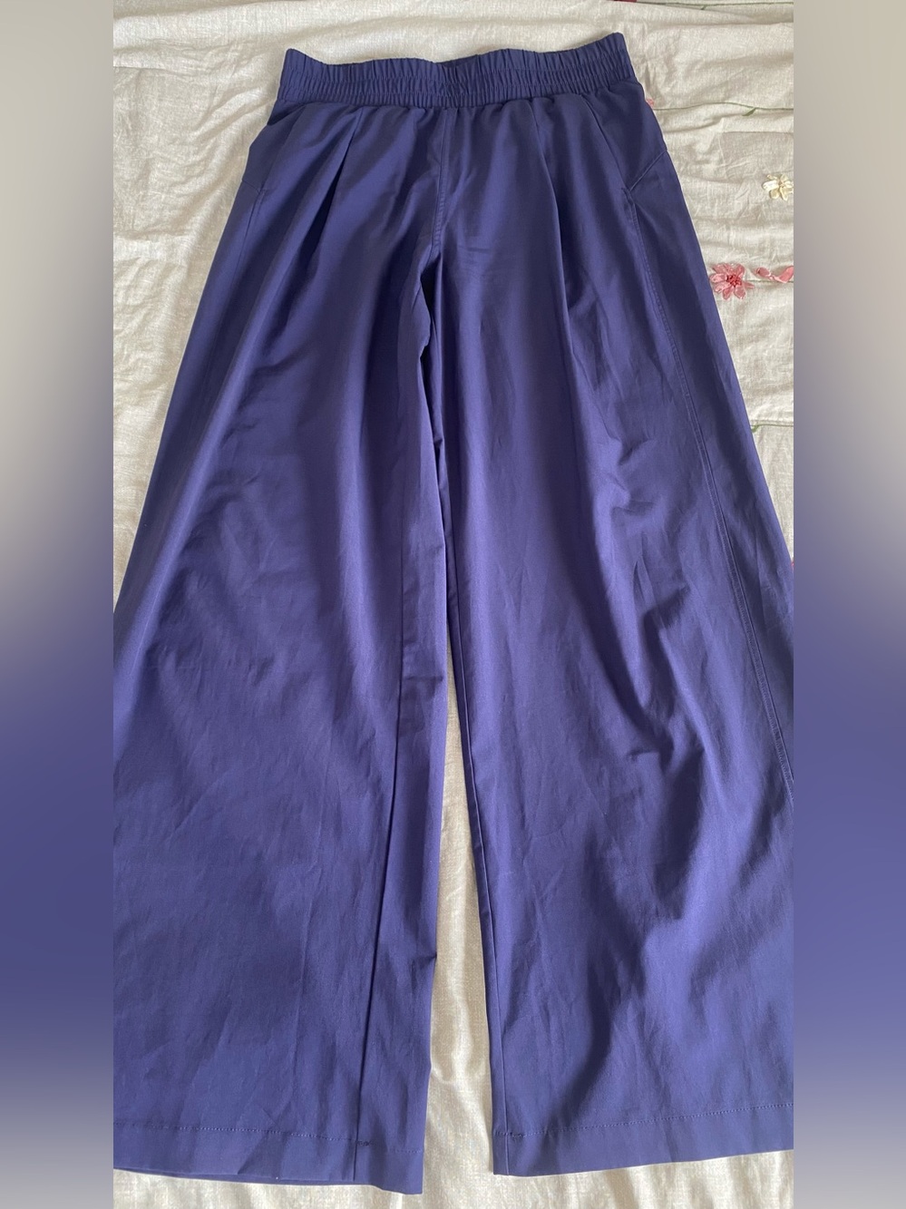Baleaf Women’s Wide Leg Pants purple blue Size M High Waist Elastic Stretch